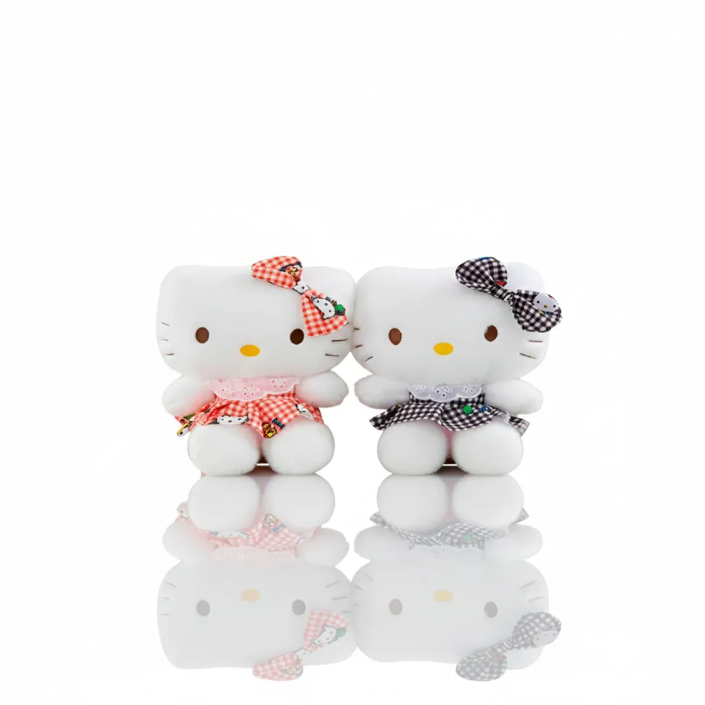 VN PELUCHE HELLO KITTY A CUADROS 8 PULGADAS